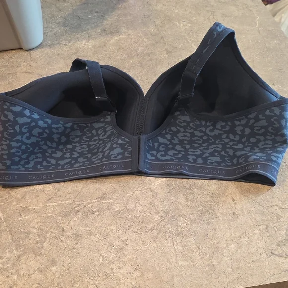 (J15) Cacique Navy Animal Print Bra Sz 50DDD - Picture 5 of 10